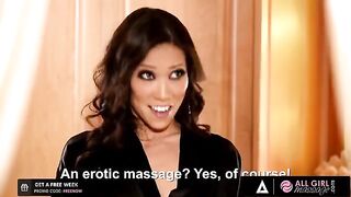 The sexy Asian masseuse with an oiled body pleases her client