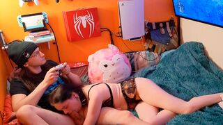A relaxing session with a blowjob and Elden Ring on the side