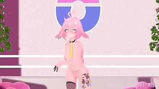 A VTuber is experiencing anal for the first time with a butt plug