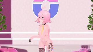 A VTuber is experiencing anal for the first time with a butt plug