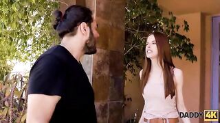 A young ginger girl calmed down after a quarrel with her boyfriend