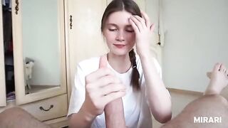 A cute college girl with a pigtails is hungry for cum - MIRARI