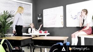 A naughty student, along with her bestie, must please their strict teacher