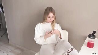 Appetizing slender girl threw her legs on the table and was fucked