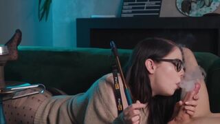 Girl in Glasses Smokes and Sucks Big Cock while getting her cunt eaten - MollyRedWolf