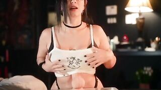 Goth slut in glasses twerks with her huge boobs and gets fucked