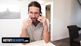 The step-grandfather punished Britt Blair for her naughty behavior