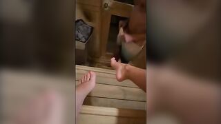 Hot Italian guy masturbates in sauna and gets fucked deepthroat