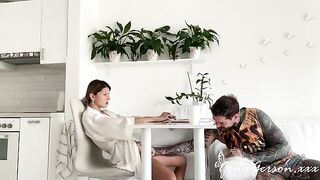 Skinny elegant girl fucked hard on the table at home