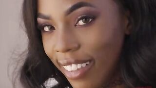 Petite ebony babe Sarah Banks gets her asshole gapped hard in intense anal action