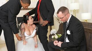 Payton Preslee's wedding turns into a hardcore interracial threesome