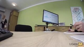 Business lady takes loan from the bank to solve her problems