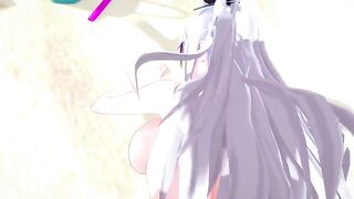 Playing with big tits waifu Prinz Eugen from Azur Lane in POV style