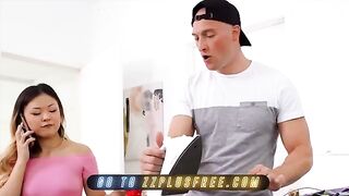 She catches her roommate Zac Wild watching her, then takes control