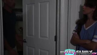 Skinny teen Selena Love gets her pussy filled by stepdad’s cum
