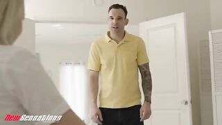 Young woman fucks her father's boss in school uniform
