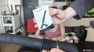 A cute girl testing a new sex toy from Lovenote for the first time