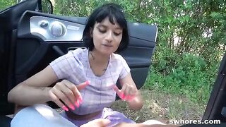 A girl is meeting her client on the street for a cash transaction