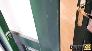 A smart nympho uses her tight pussy to avoid paying off all debts
