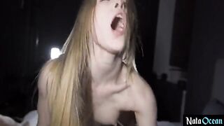 Skinny petite teen gets her pussy destroyed by a huge dick in a rough session
