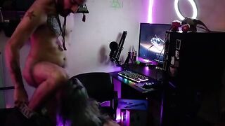 A hot gamer girl gets her pussy smashed while playing Destiny 2, showcasing raw passion