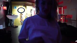 Kelly got horny while watching actors playing, decided to join in