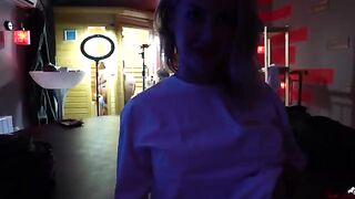 Kelly got horny while watching actors playing, decided to join in