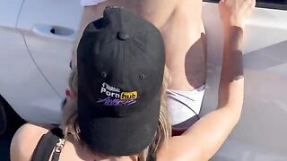 Two guys fucked and spit roasted her by the Nevada desert road