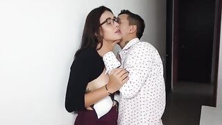 My clumsy girl colleague is being fired by her Colombian boss in this steamy scene