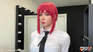 The girl in the power of the dominant Makima gets a juicy pussy licked