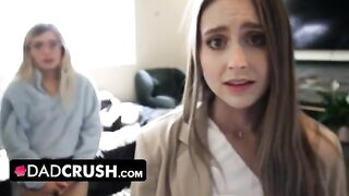 Stepdad punishes his two stepdaughters for not following his rules in a taboo scene