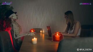 Strap-on sex with Halloween costumes and a classic twist