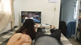 I fucked a big-titted gamer girl, showcasing my shooting skills in POV