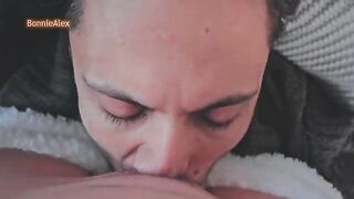 The guy caresses his girlfriend in sexy pajamas, a passionate scene unfolds