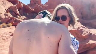 A couple has sex in front of their friend in the middle of the desert