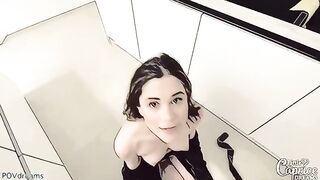 Pervert stepbrother fucks his sister Little Caprice in the mouth