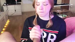 The student gently sucks the dick and loves to taste the cum