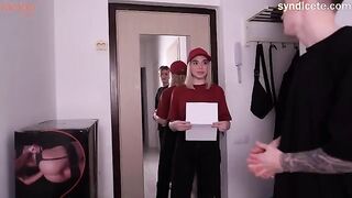 The delivery girl is not always a girl, sometimes it's a guy and he will fuck you