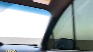 Babe fucked in her car by a stranger, deepthroat action hard