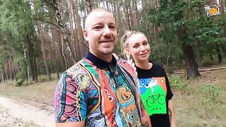 They are watching me while I blow Mateo's huge cock in the forest