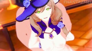 Genshin Impact animated porn with Eula, Amber, and Jean in a steamy bath scene