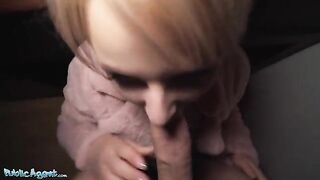 Public Agent Short hair blonde teen with a natural body gets fucked on the bus stop for cash