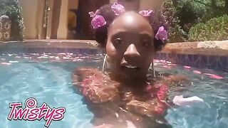 Elsie shakes booty in pool, showing perky tits in HD