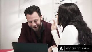 Client Violet Starr gets rough fucked despite the wife’s interruption