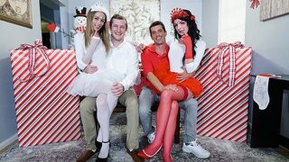 Cute stepdaughters Kyler Quinn and Alice Pink in costume swap