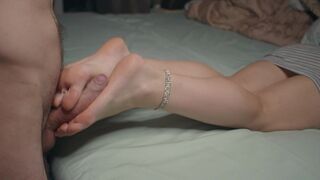 I love feet, watch me fuck and cum on them with my hot girlfriend