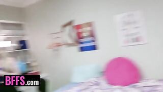 Two roommates' cocks shared by college girls Jessica Rex, Emma Starletto, and Paige Owens in a steamy dormitory orgy
