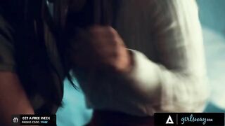 Two young nuns, Alina and Kendra, are caught in a passionate moment