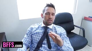 Three busty office sluts getting fucked by the boss's step son