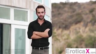 Two girls have a hot threesome sex with a guy, showcasing sensual passion
